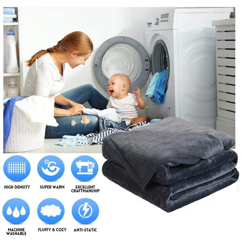 EASELAND Soft Twin Size Blanket All Season Warm Fuzzy Microplush Lightweight Thermal Fleece Blankets for Couch Bed Sofa,66x90 Inches,Dark Grey - Image 2